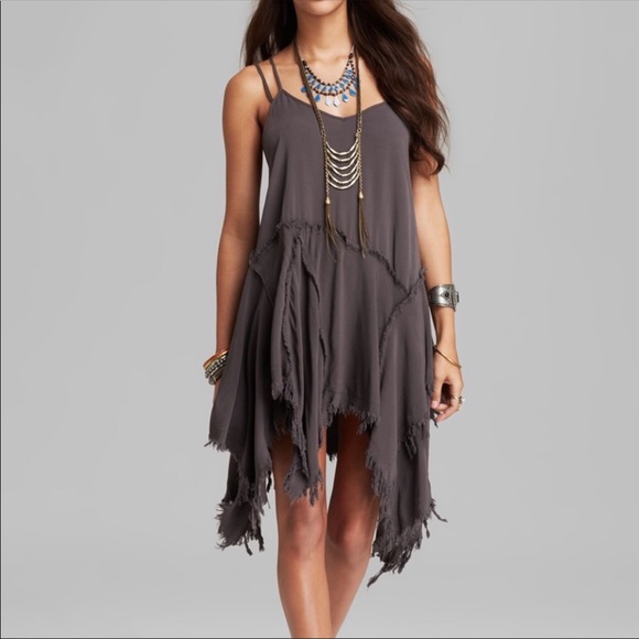 Free People Tattered Up Brown Slip Dress - Picture 2 of 8